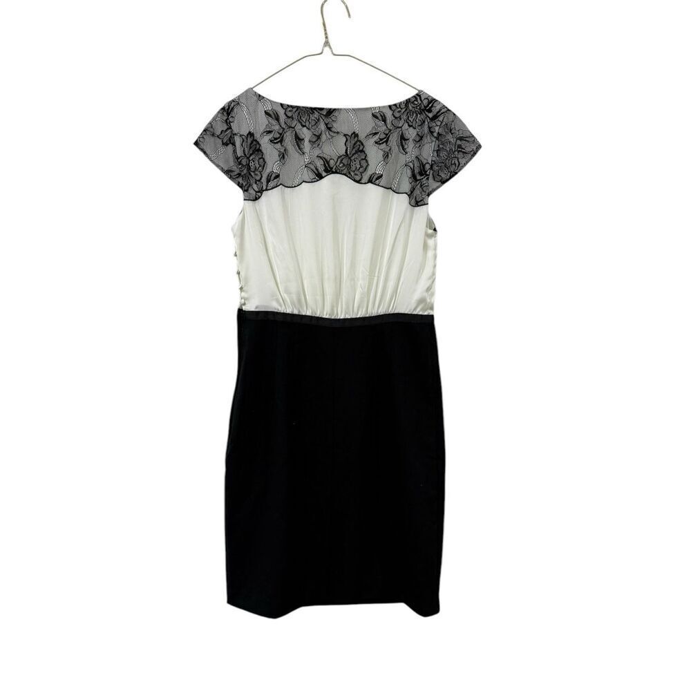 NWT H&M Satin Lace Black and White Cocktail Dress Size 8 - Picture 3 of 6
